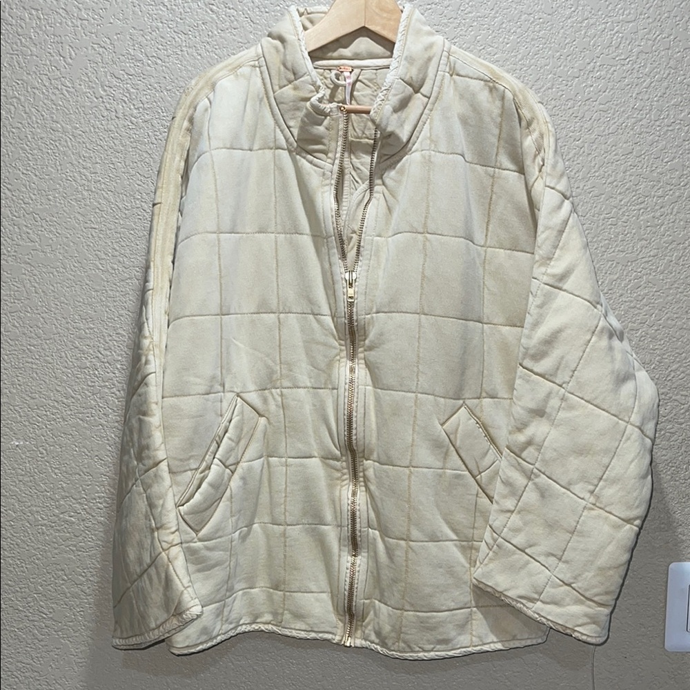 Free People Vanilla Cream Dolman Quilted Knit Jacket - Picture 4 of 7